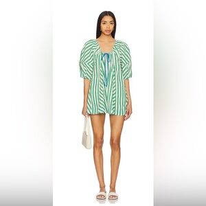 Free People Green and White Striped Romper